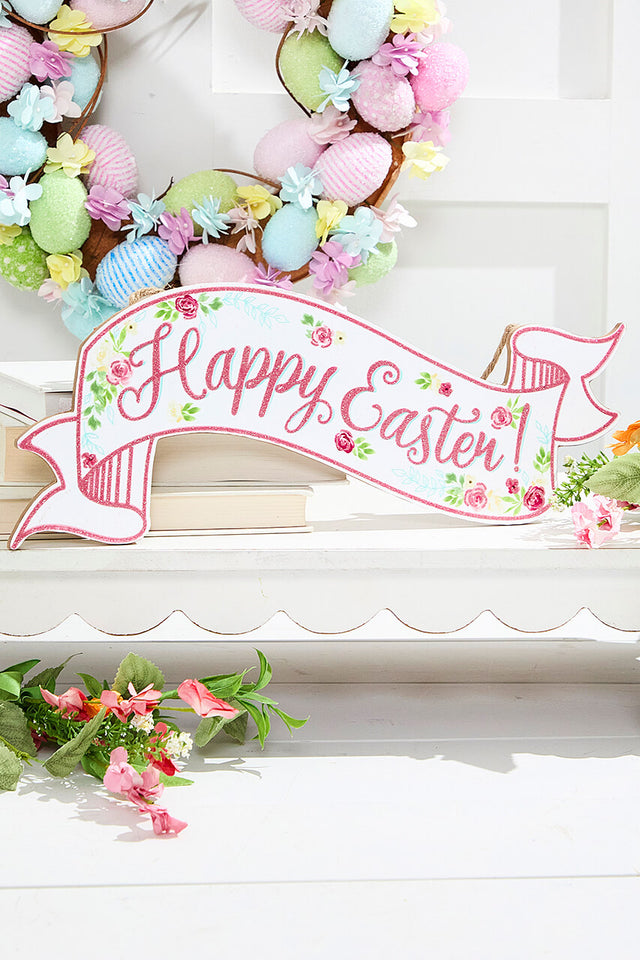 15” Glitter Happy Easter Banner Sign