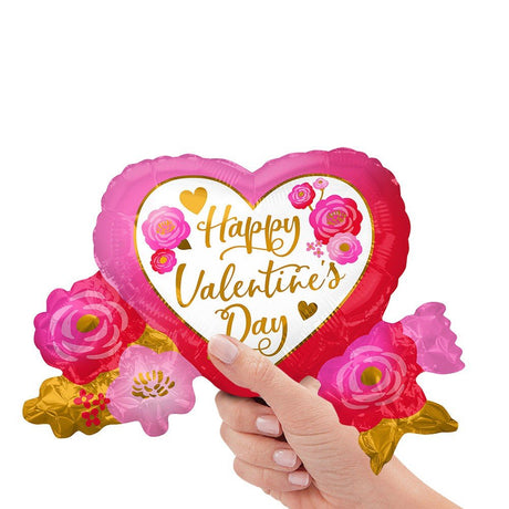 Valentine's Day Foil Balloon Heart & Roses Mini Shape