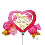 Valentine's Day Foil Balloon Heart & Roses Mini Shape