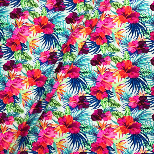 Swim Knit Nylon Spandex Happy Hibiscus 4-Way Stretch