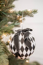 4” Black and White Harlequin Bow Ball Ornament