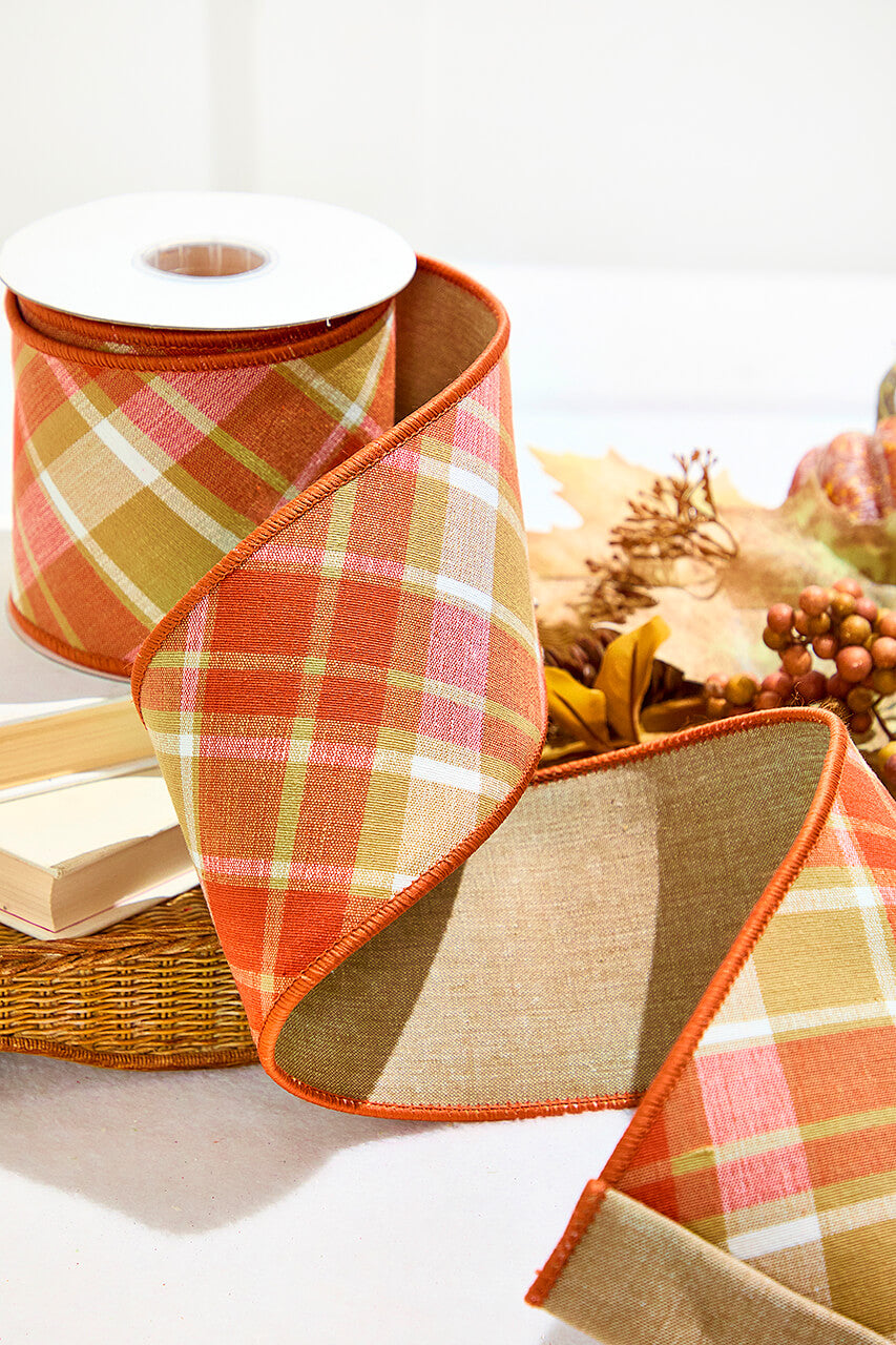 4" x 5 Yard Harvest Fall Plaid Ribbon