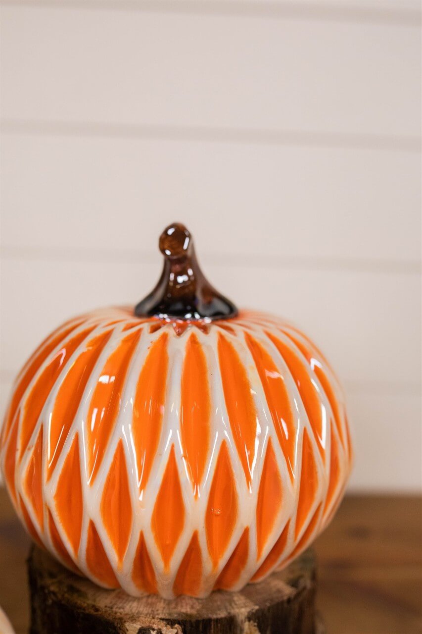 6” Dolomite Harvest Pumpkin Decor