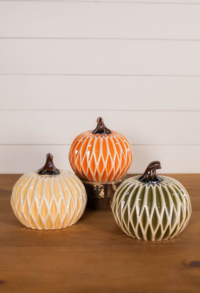 6” Dolomite Harvest Pumpkin Decor