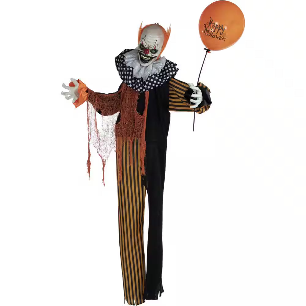 62 in. Touch-Activated Animatronic Clown Halloween Decoration