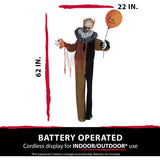 62 in. Touch-Activated Animatronic Clown Halloween Decoration