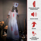5.2 ft Animatronic Convulsing Nurse Tekky Halloween Decoration