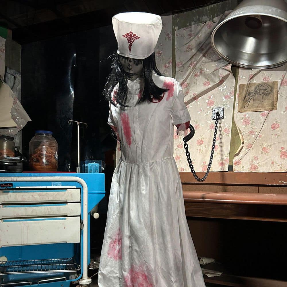 5.2 ft Animatronic Convulsing Nurse Tekky Halloween Decoration