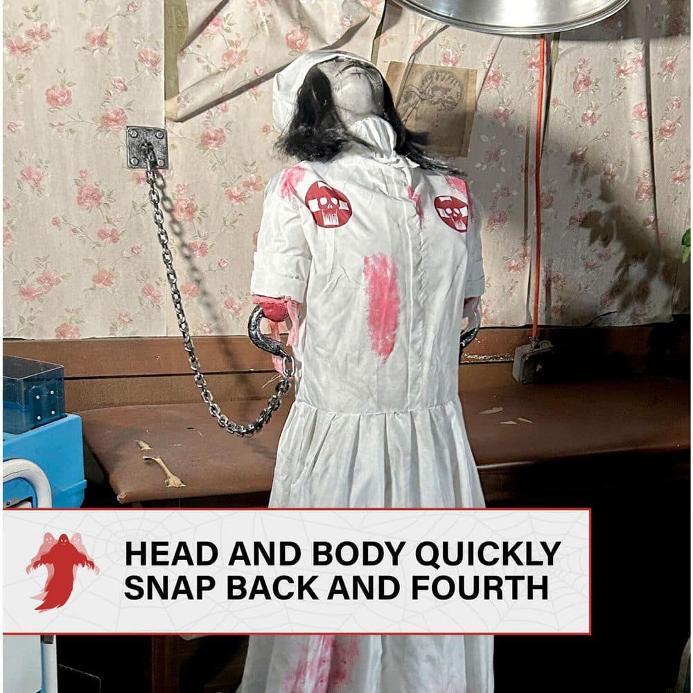 5.2 ft Animatronic Convulsing Nurse Tekky Halloween Decoration