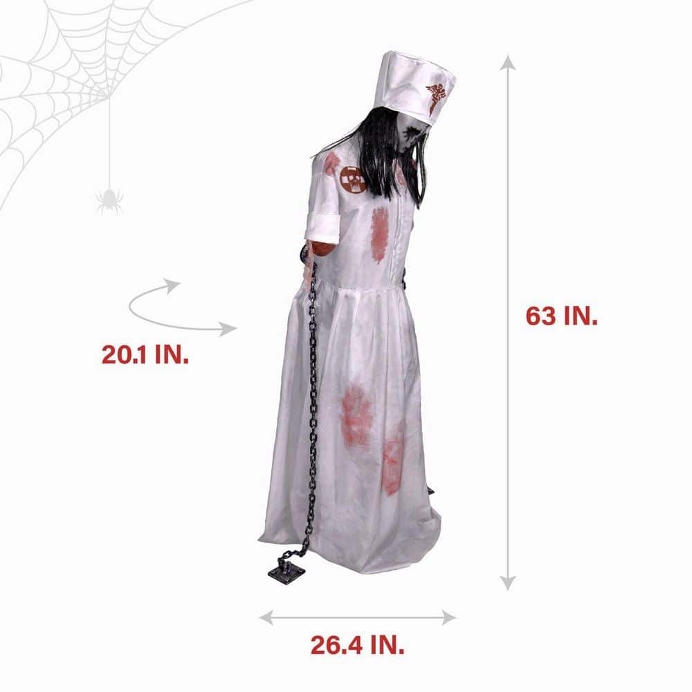 5.2 ft Animatronic Convulsing Nurse Tekky Halloween Decoration