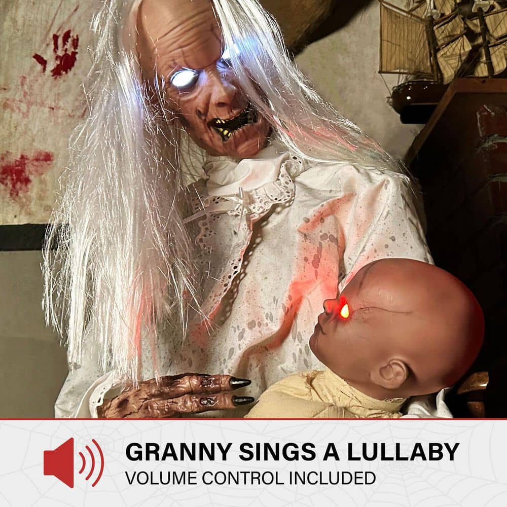 2.9 ft. Life-Size Animatronic Gravely Granny Of Tekky Halloween Decoration