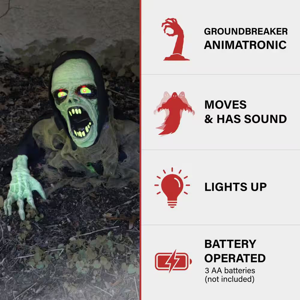 21 in. Trevor the Animated Zombie Groundbreaker Halloween Decoration