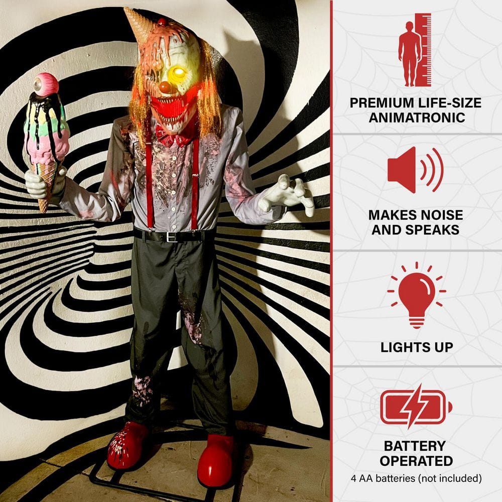 6.9 ft Life-Size Motion Sensor I Scream Clown Animatronic Tekky