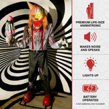 6.9 ft Life-Size Motion Sensor I Scream Clown Animatronic Tekky
