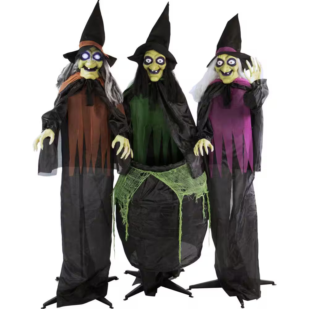 67 in. Touch-Activated Animatronic Witch Halloween Decoration
