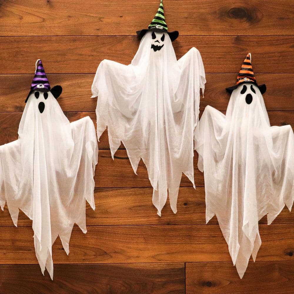 26 in. Hanging Ghosts Set of 3 Halloween Prop