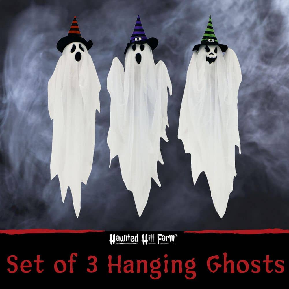 26 in. Hanging Ghosts Set of 3 Halloween Prop