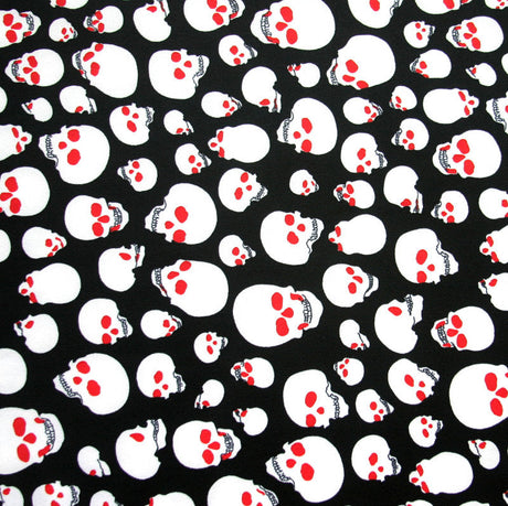 Swim Knit Haunted Skulls on Black Nylon Lycra