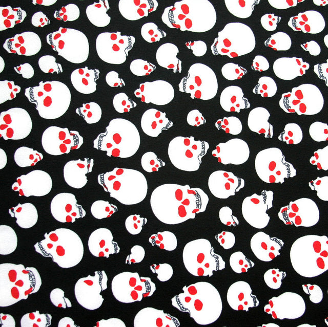 Swim Knit Haunted Skulls on Black Nylon Lycra