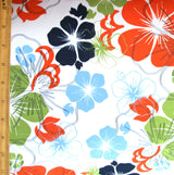 Boardshort Fabric Hawaiian Floral on White