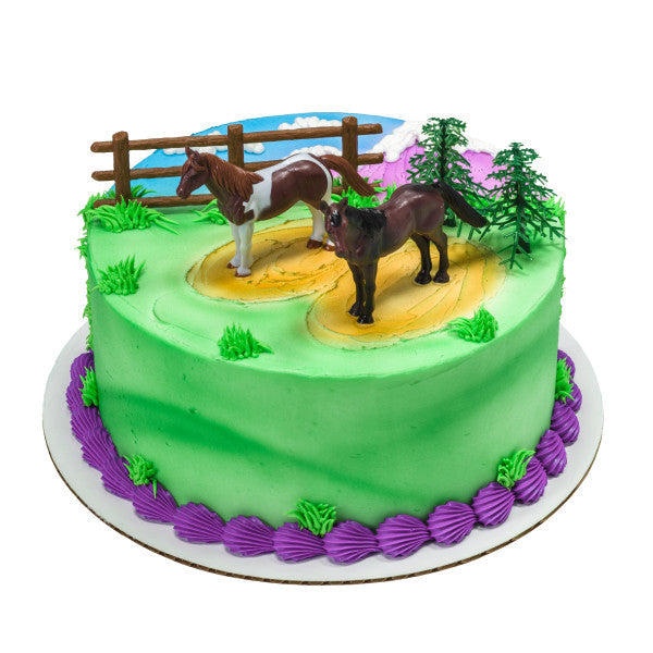 Horses, trees, and Fence Birthday Cake Kit 3 Piece