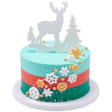 Deer and Pine Trees Gum Paste Layon Cake Topper Christmas Hunter Buck Trees - set of 6
