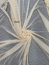 All Over Hearts Nylon Spandex Power Mesh Fabric - Off White, Apple Red, Sand, Hearts Print, 59" Width