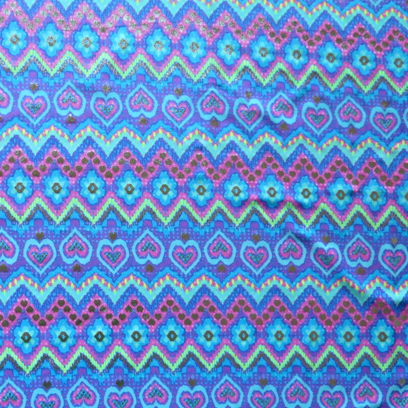 Swim Knit Hearts and Daisies Foil Stripe Remnant