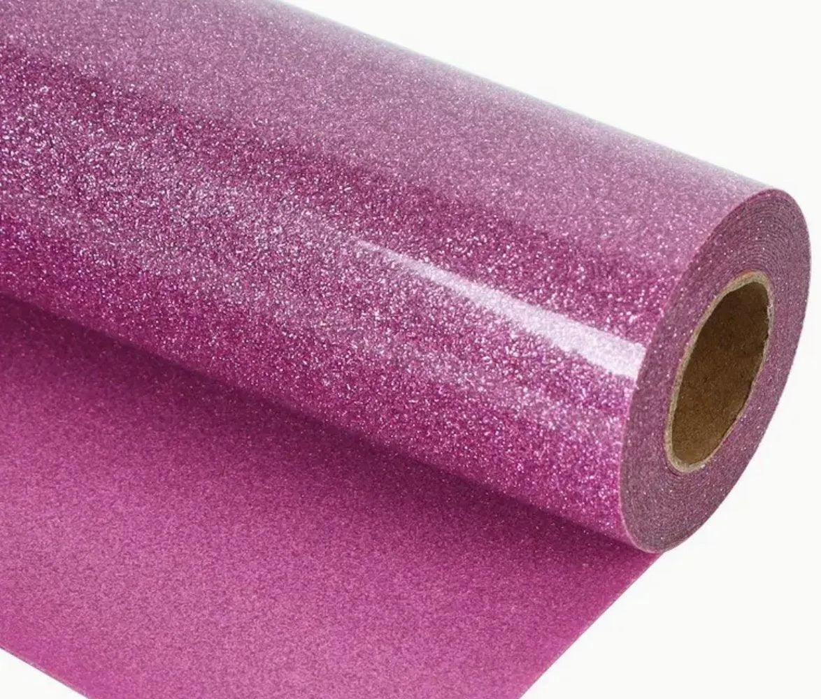 Heat Transfer Vinyl Glitter HTV - Dark Pink (1 Roll - 12"x 60")