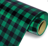 Heat Transfer Vinyl Plaid HTV - Black & Green (1 Roll - 12"x 60")