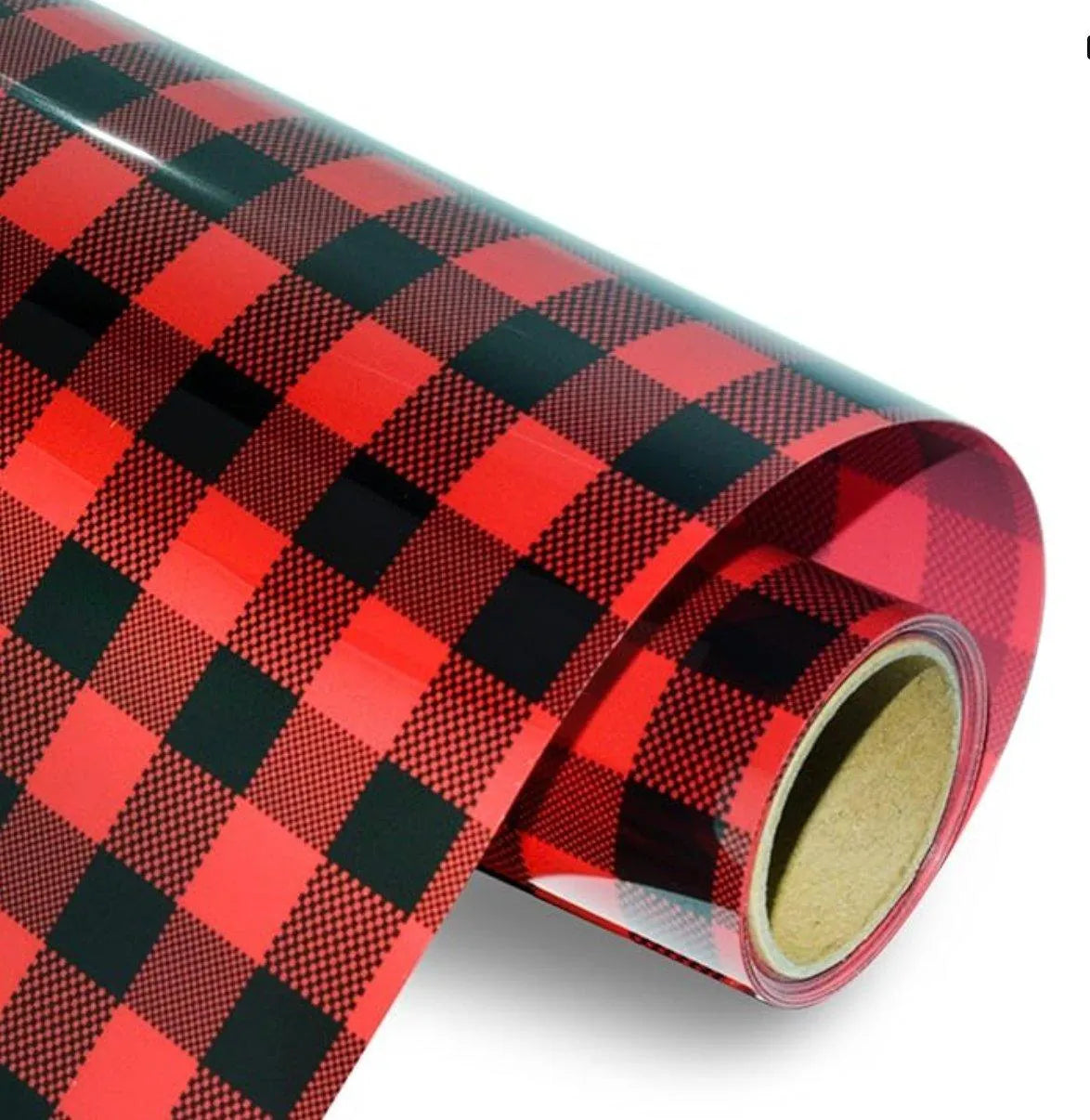 Heat Transfer Vinyl Plaid HTV - Black & Red (1 Roll - 12"x 60")