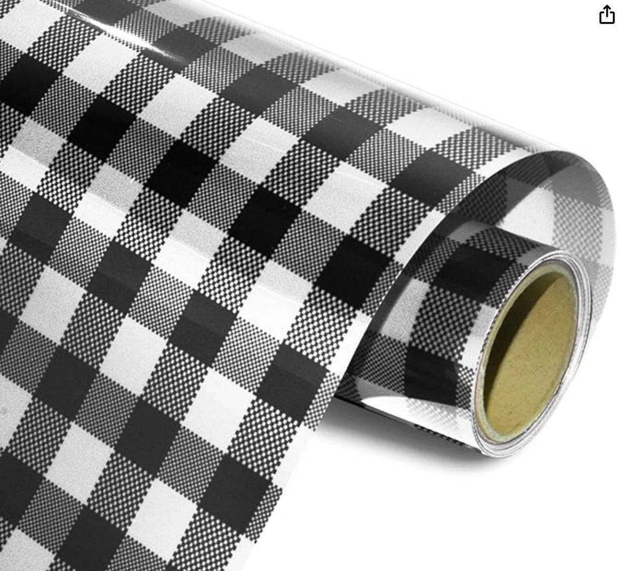 Heat Transfer Vinyl Plaid HTV - Black & White (1 Roll - 12"x 60")