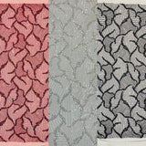 Heavy Beaded Leaf Design Mesh Lace Fabric - Beaded Leaf Pattern, 54" Width (1 Yard)