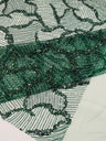 Heavy Beaded Leaf Design Mesh Lace Fabric - Beaded Leaf Pattern, 54" Width (1 Yard)