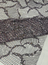 Heavy Beaded Leaf Design Mesh Lace Fabric - Beaded Leaf Pattern, 54" Width (1 Yard)