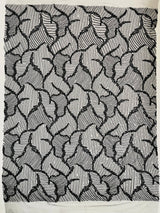 Heavy Beaded Leaf Design Mesh Lace Fabric - Beaded Leaf Pattern, 54" Width (1 Yard)