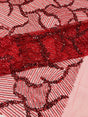 Heavy Beaded Leaf Design Mesh Lace Fabric - Beaded Leaf Pattern, 54" Width (1 Yard)