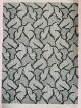 Heavy Beaded Leaf Design Mesh Lace Fabric - Beaded Leaf Pattern, 54" Width (1 Yard)