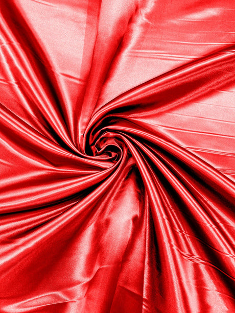 Heavy Shiny Bridal Satin Polyester Fabric - Solid Glossy Finish, 58" Width (1 Yard)