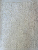 Heavy Damask Beaded Lace Polyester Fabric - Beaded Damask Floral Lace, 50-54" Width (1 Yard)