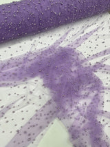 Heavy Scattered Pearls Studded Mesh Pearl Mesh Fabric - Scattered Pearls, 58" Wide (1 Yard)