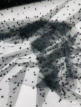 Heavy Scattered Pearls Studded Mesh Pearl Mesh Fabric - Scattered Pearls, 58" Wide (1 Yard)