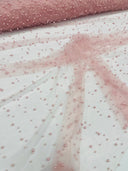 Heavy Scattered Pearls Studded Mesh Pearl Mesh Fabric - Scattered Pearls, 58" Wide (1 Yard)