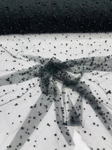 Heavy Scattered Pearls Studded Mesh Pearl Mesh Fabric - Scattered Pearls, 58" Wide (1 Yard)