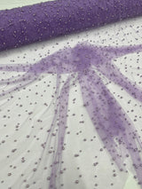 Heavy Scattered Pearls Studded Mesh Pearl Mesh Fabric - Scattered Pearls, 58" Wide (1 Yard)