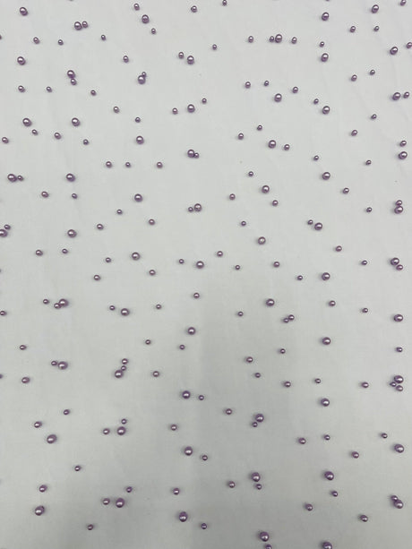 Heavy Scattered Pearls Studded Mesh Pearl Mesh Fabric - Scattered Pearls, 58" Wide (1 Yard)