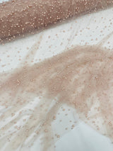 Heavy Scattered Pearls Studded Mesh Pearl Mesh Fabric - Scattered Pearls, 58" Wide (1 Yard)