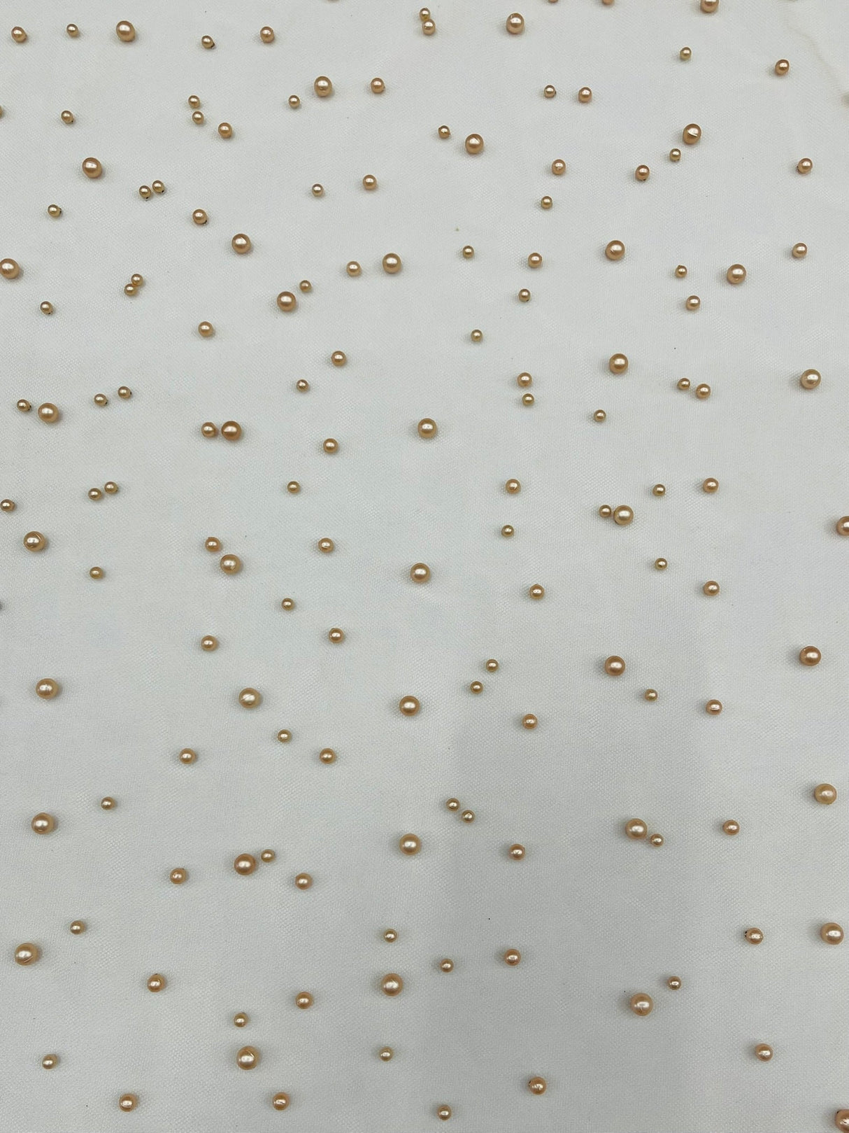 Heavy Scattered Pearls Studded Mesh Pearl Mesh Fabric - Scattered Pearls, 58" Wide (1 Yard)