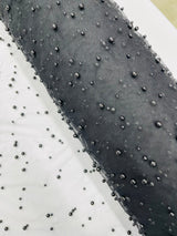 Heavy Scattered Pearls Studded Mesh Pearl Mesh Fabric - Scattered Pearls, 58" Wide (1 Yard)