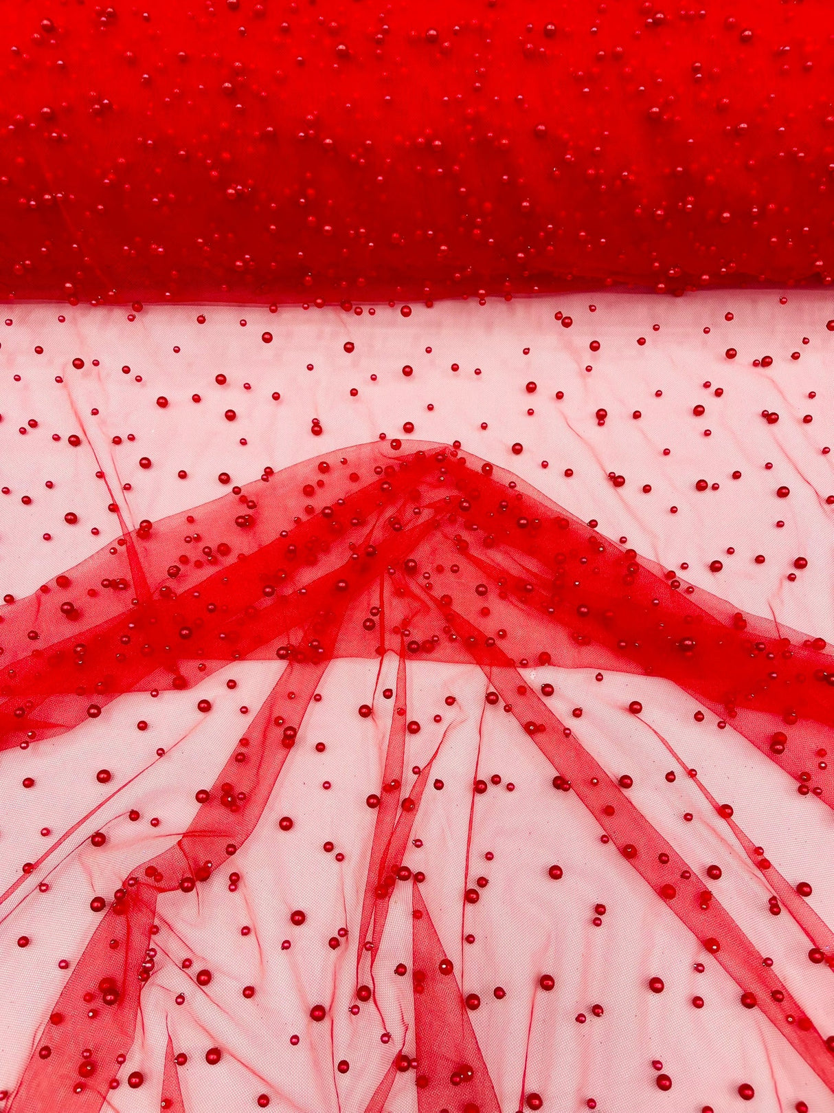 Heavy Scattered Pearls Studded Mesh Pearl Mesh Fabric - Scattered Pearls, 58" Wide (1 Yard)